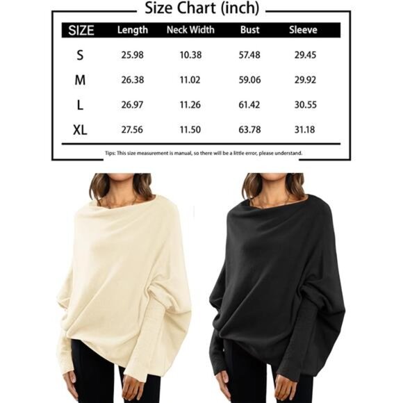 Women's Batwing Oversized Sweater - Off-Shoulder Boat Neck Wrap Tunic - Picture 7 of 7